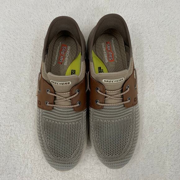 Skechers Slip Ins Shoes Mens 8.5 Taupe Brown Delson 3.0 Roth 210606 Memory Foam - Picture 6 of 11